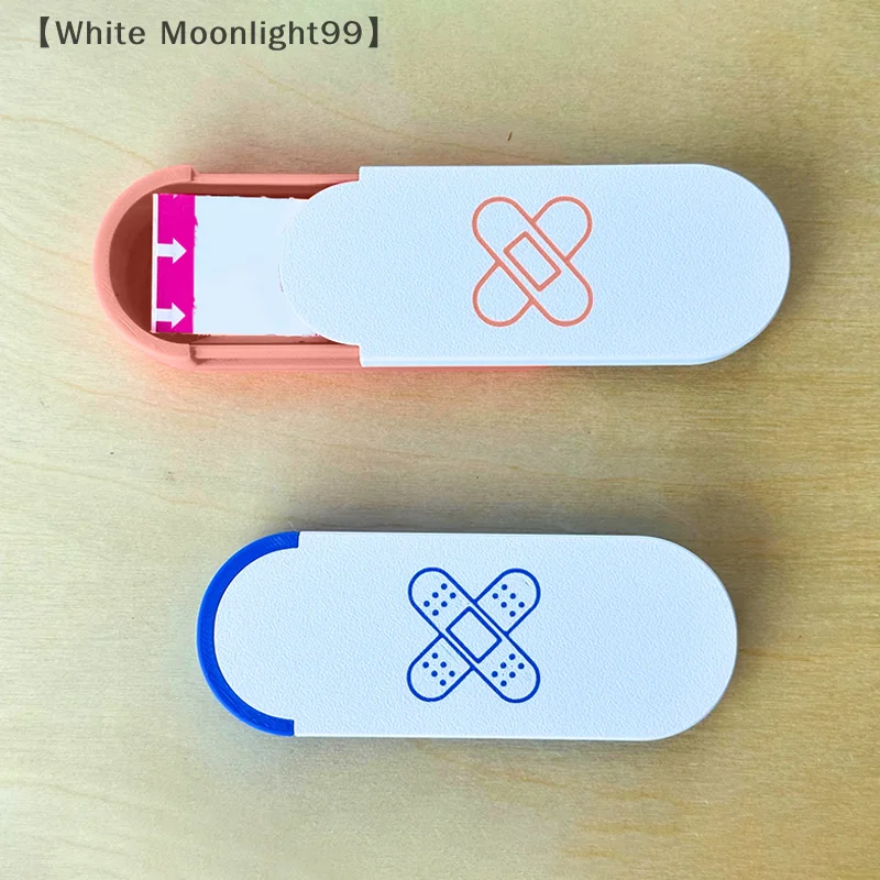 〔White〕Colourful Cute Band-Aid Storage Box Portable Sliding Toothpicks Swabs Dental Flossers Organization Home Office Essentia