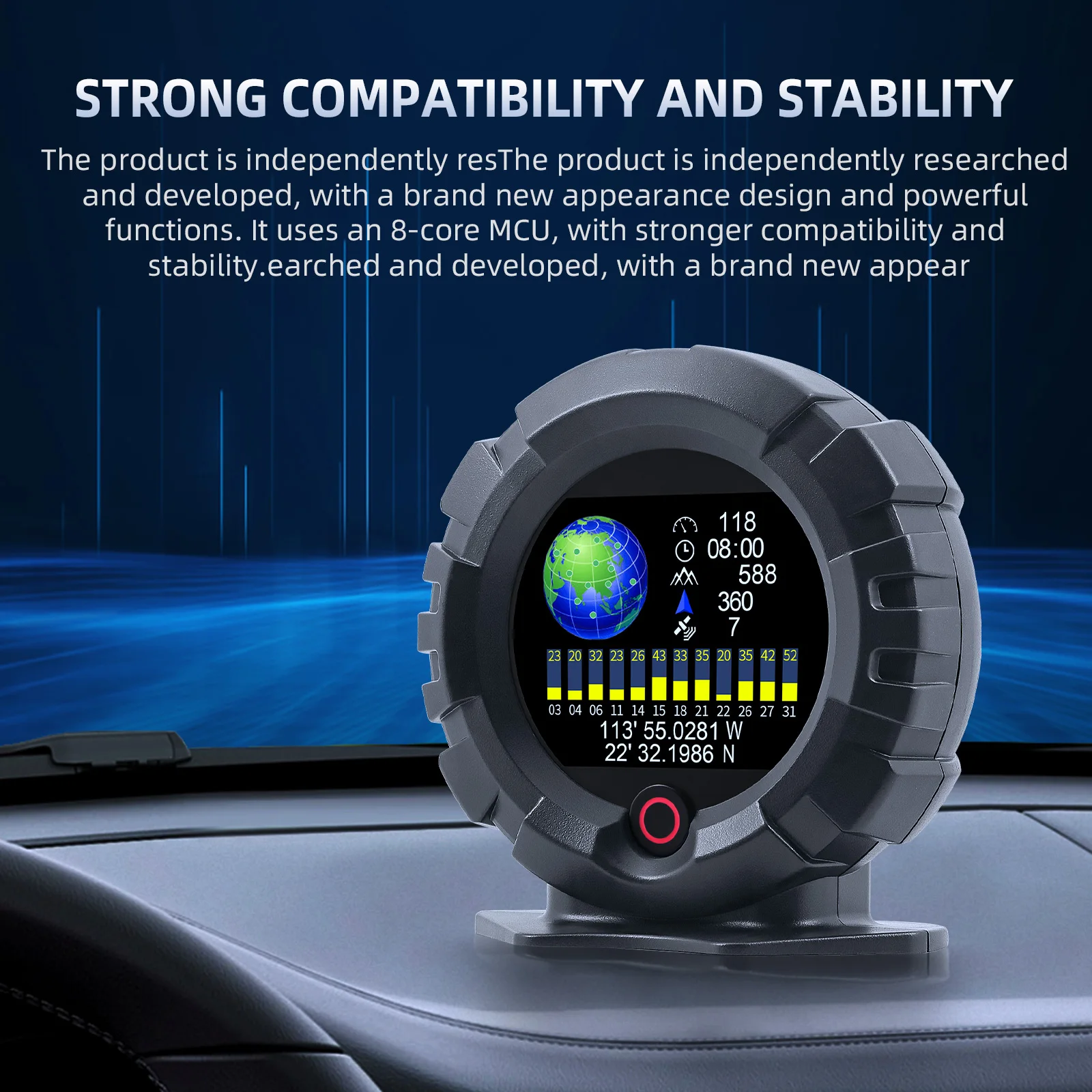 Car Head Up Display X95 Horizontal Slope Meter Inclinometer Speedometer Car Compass Pitch Tilt Angle Altitude Latitude Longitude