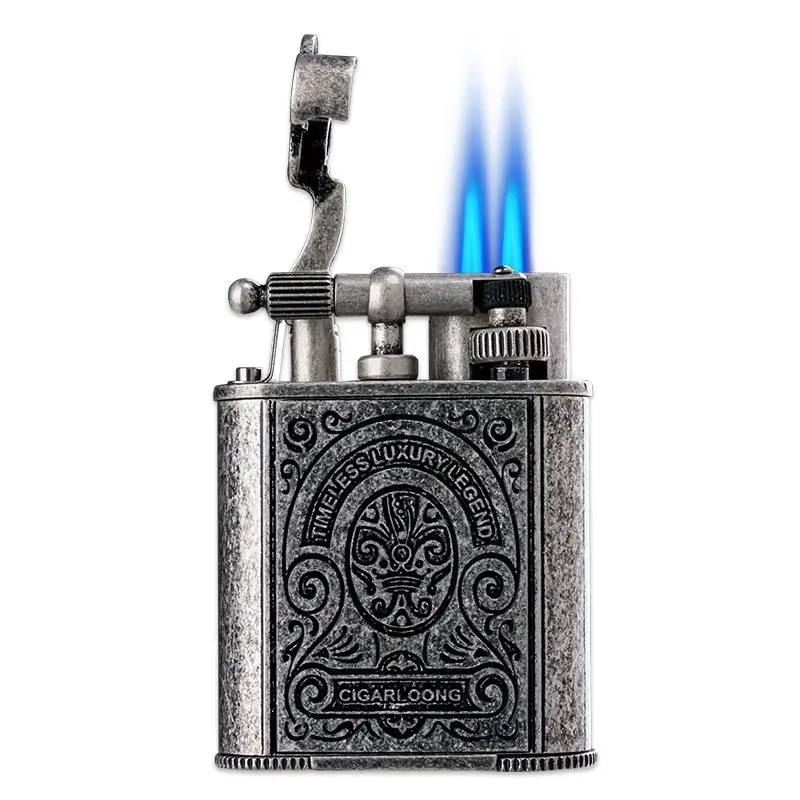 New cigar specific lifting arm side sliding gas lighter, dual flame cigar specific lighter, cigar accessories, men's gift