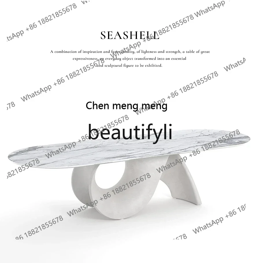 

M178 A Simple light luxury high-end natural marble irregular rectangular dining table