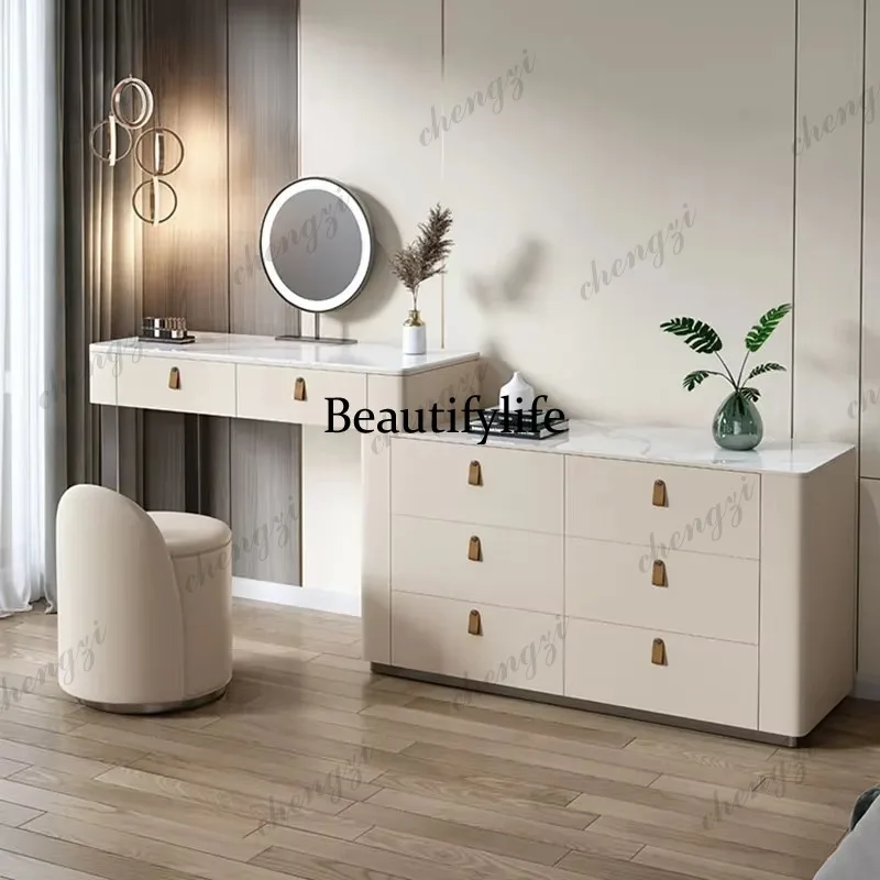 Tocador Minimalista Estético con Gran Almacenamiento, Cajones Organizadores, Cómoda de Lujo para Salón, Mueble de Dormitorio Estilo Europeo