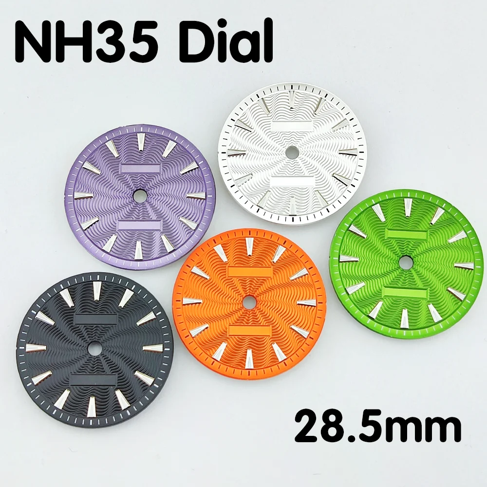 28.5 مللي متر الطلب الأخضر مضيئة الهاتفي المعادن الخيوط الهاتفي يناسب NH35/NH36/ميوتا 8215 ساعة يد تعمل بالحركة أجزاء استبدال أجزاء