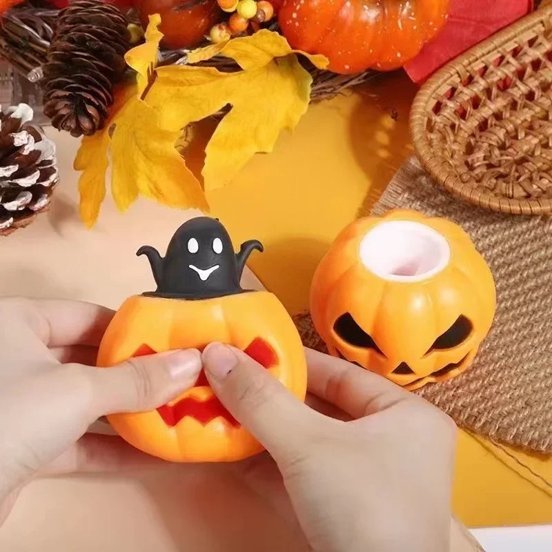 Halloween Geist Squeeze Kürbis TPR Geister Tasse Spielzeug Dekompression Zappeln Antistress Sensorischen Stress Linderung Geschenk für Kinder Erwachsene