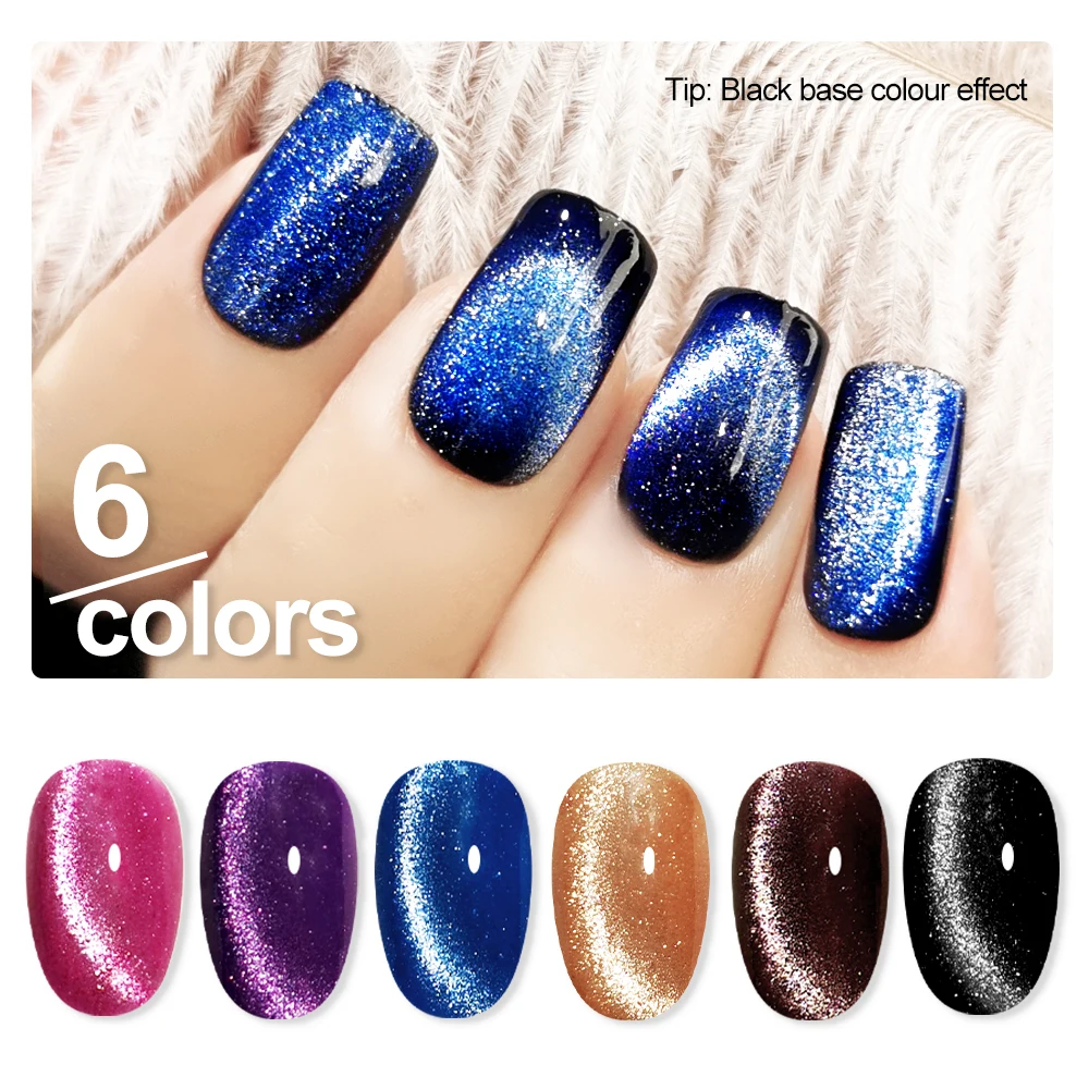 Set di smalti gel Cat Eye 6 colori pastello Shimmer Glitter 8ML Kit smalto gel per manicure Art Gel UV con magnete Regalo per salone/casa