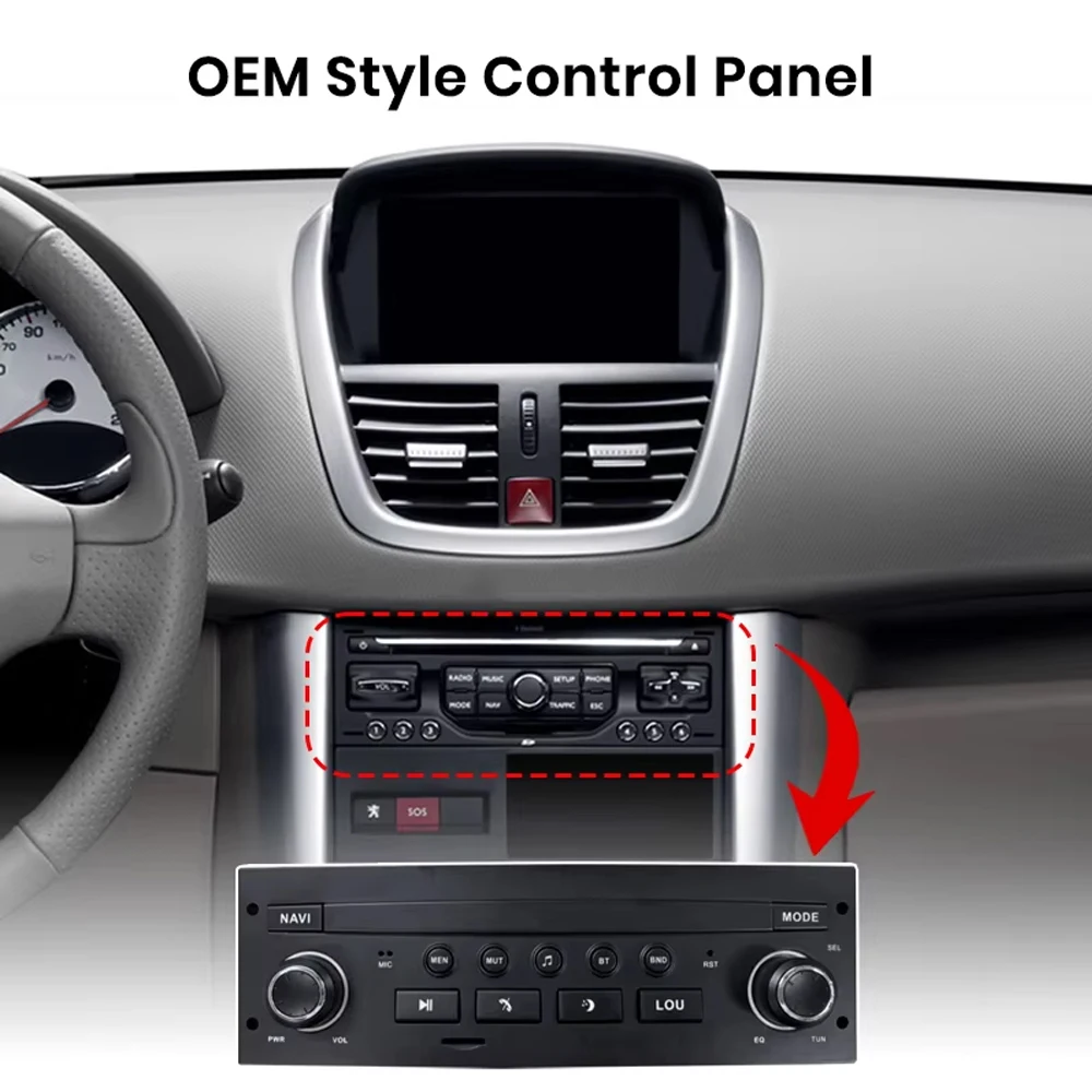 

Беспроводное автомобильное радио CarPlay Android 14, для Peugeot 207 207CC 2006-2015 4G WIFI DSP, автомобильный мультимедийный плеер, навигация Android 15