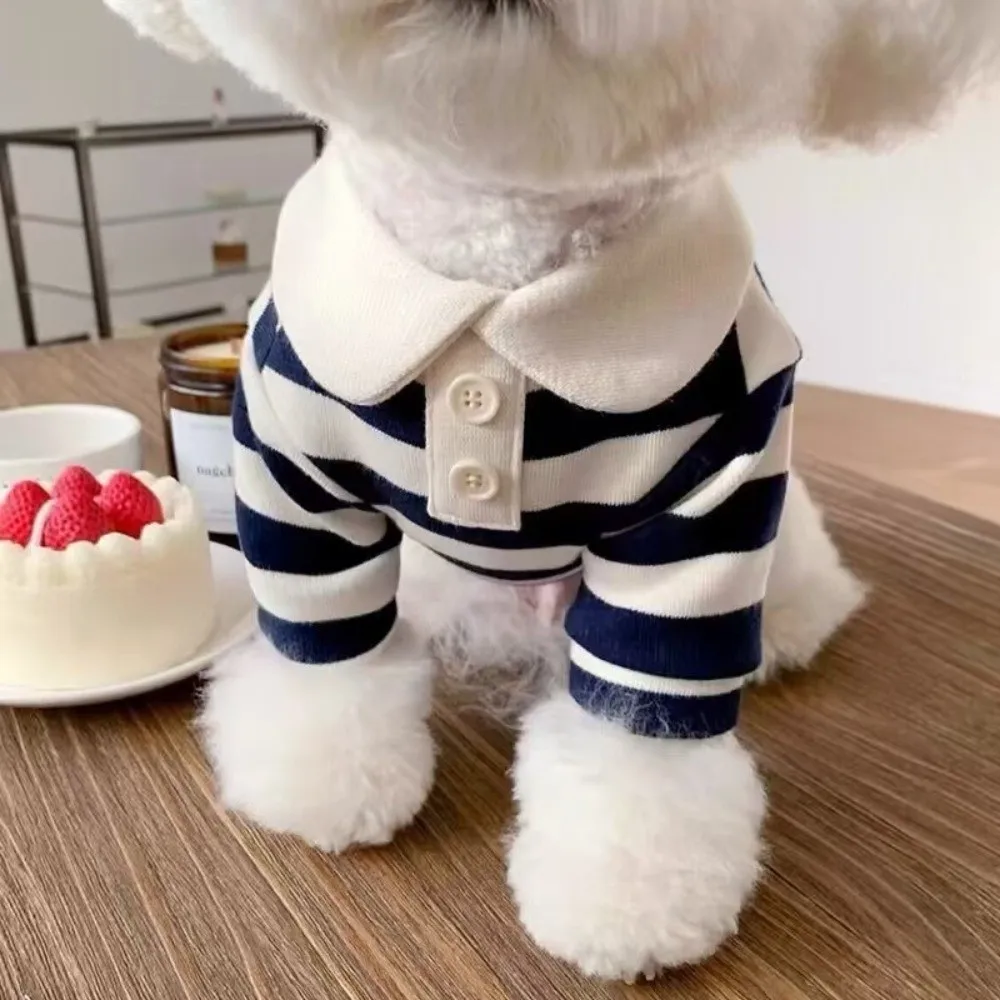 

Pet Outfits Collared Style Dog Striped Shirt Comfortable Breathable Dog T Shirts Cooling Vest Soft Cat Vest Outdoor Activities