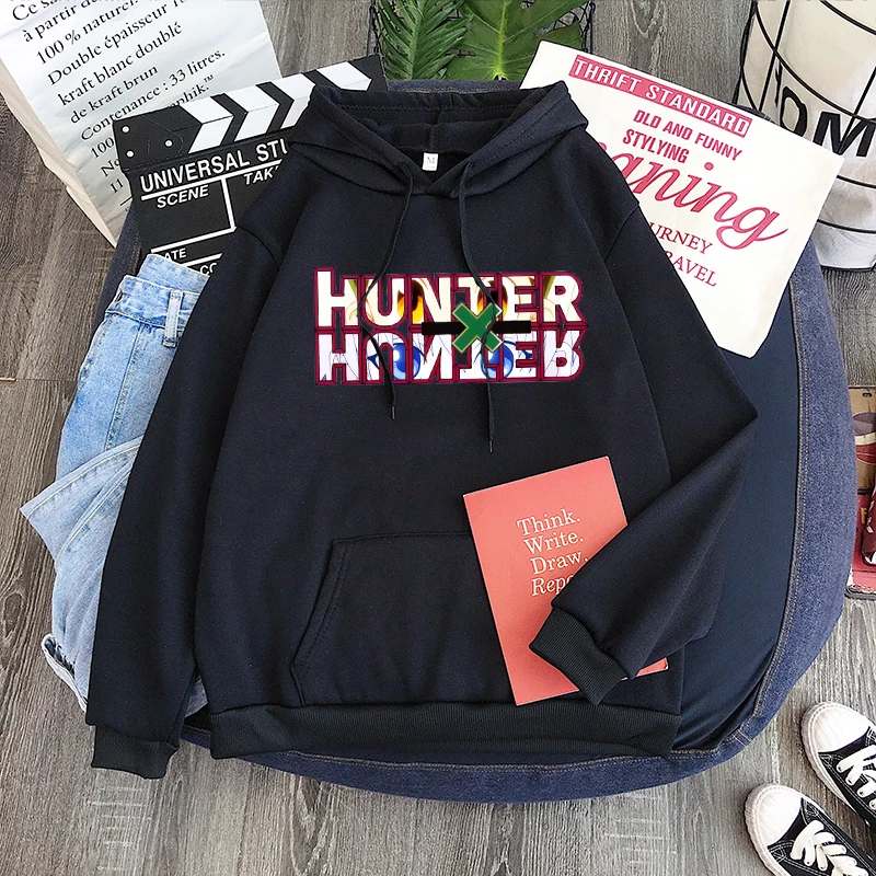 HUNTER X HUNTER Letter Printed Harajuku Anime Hoodies Sweatshirt Unisex Cartoon Costume Winter Oversized Female Fashion Hoodies