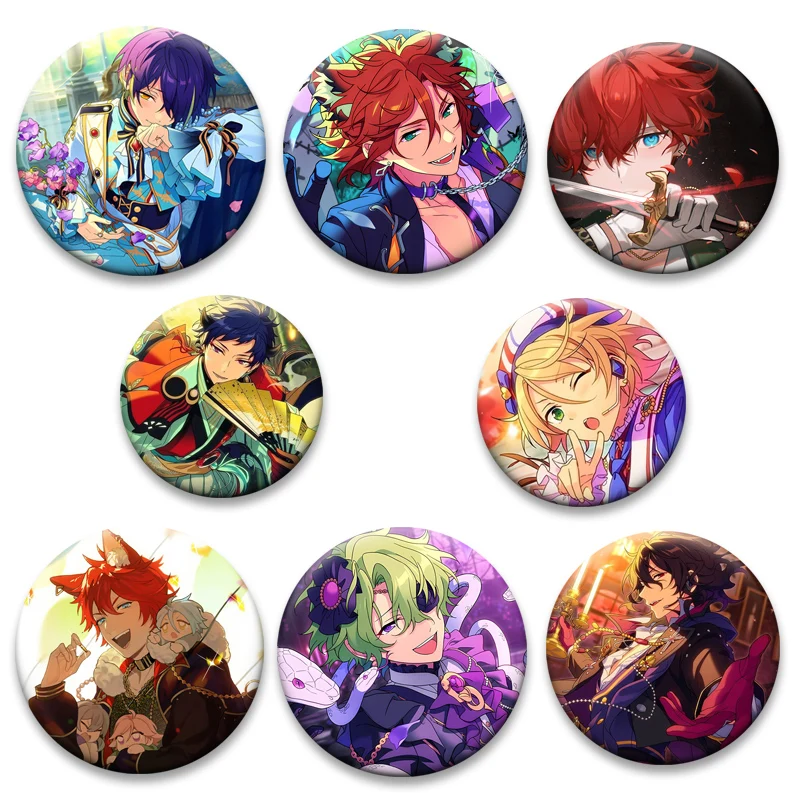 

Ensemble Stars Anime Pin Round Cartoon Brooches Akehoshi Subaru,Aoi Hinata,Hidaka Hokuto,Suou Tsukasa,Shinkai Kanata Badge Decor