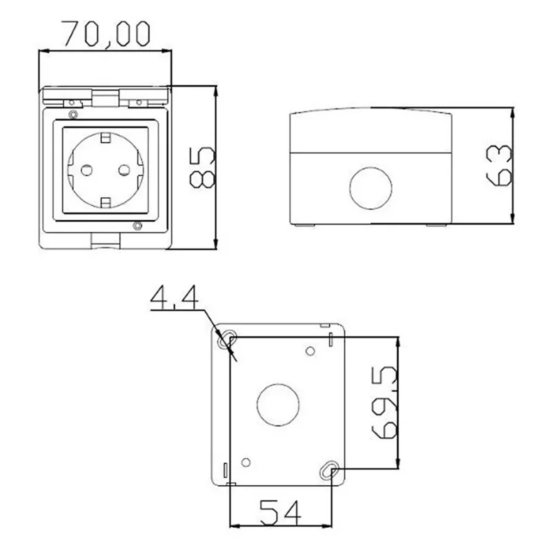 White anti-UV IP55 10A/16A 250V outdoor household socket US AU UK EU Frence Germany Africa electrical AC Power Waterproof Socket