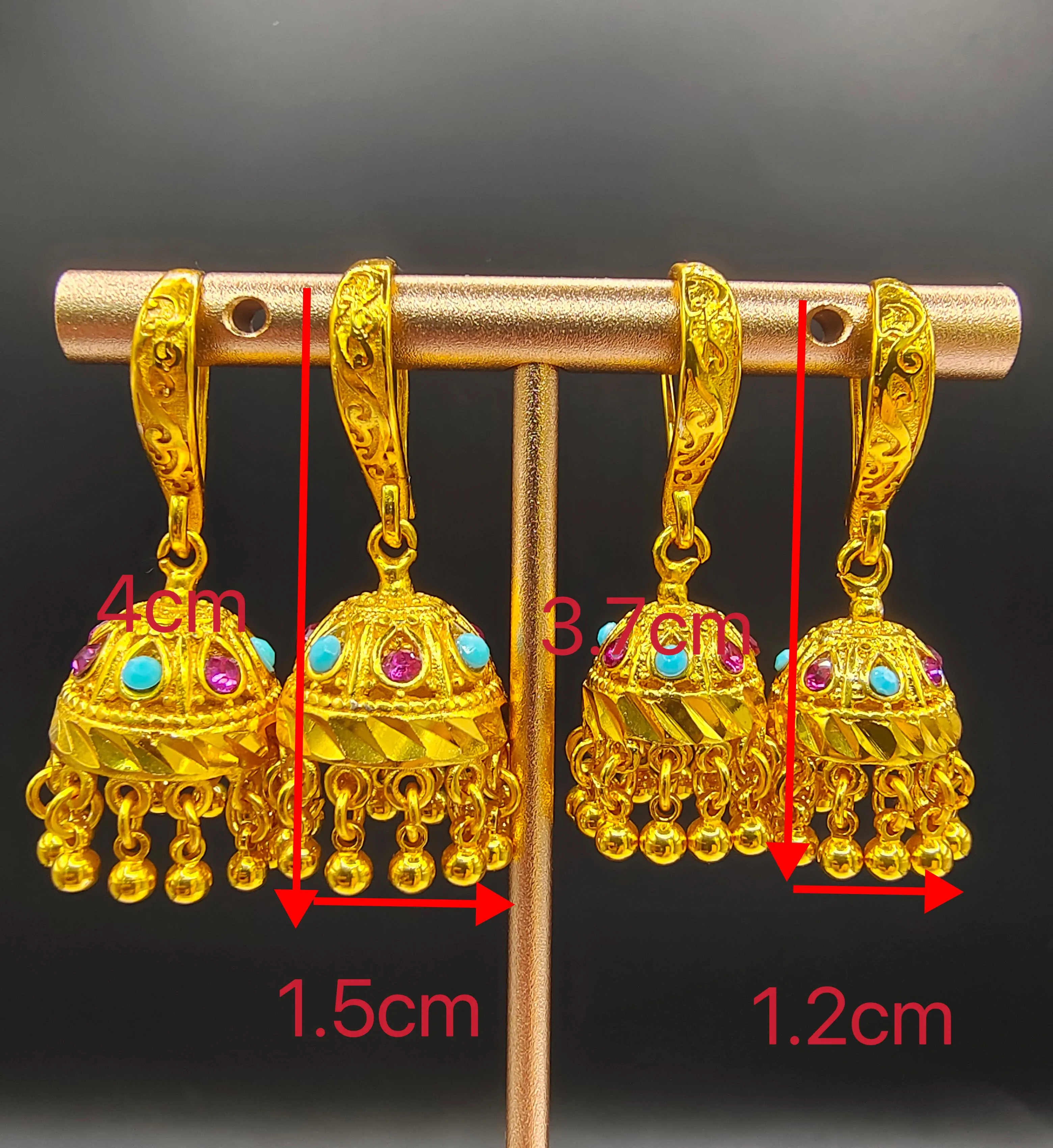 New Elegant Earrings For Women 2024 Trend Indian Jhumka Turkish Gold Plated Geometric Dangle Earring Banquet Jewelry Accessories