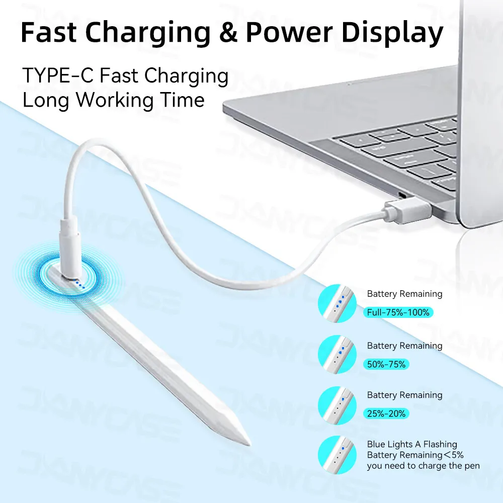 Per iPad Stylus Pencil 2024 iPad Air 11 Air 13 M2 Pro 13 11 M4 5/6/7/8/9/10th Gen Air 3/4/5 Mini 5 6 con Palm Rejection