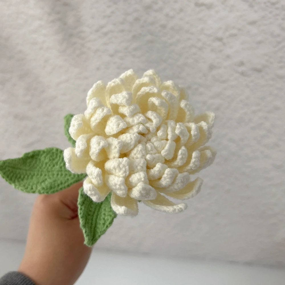 Dahlia gehaakte bloemen handgemaakte luxe roze paars kunstmatige gebreide bloemen thuis bruiloft decoratie diy boeket voor geschenken