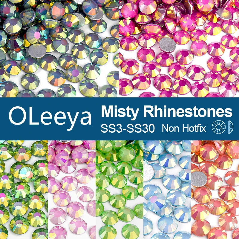 OLeeya SS6-SS30 Non Hotfix Glass Flatback Rhinestones Crystal Strass Stones for Nail Art DIY Craft Decorations