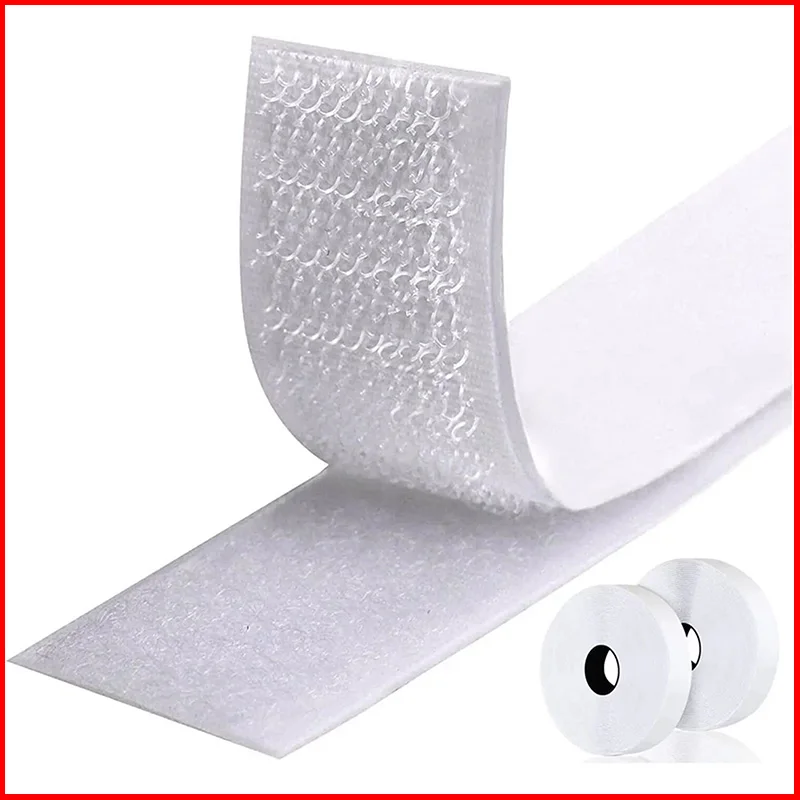 1-25 متر الأبيض الفيلكرو ذاتية اللصق هوك وحلقة السحابة الشريط منزل Craft بها بنفسك الحرفية السيارات لاصق مع الغراء القوي ملصق الأشرطة #1