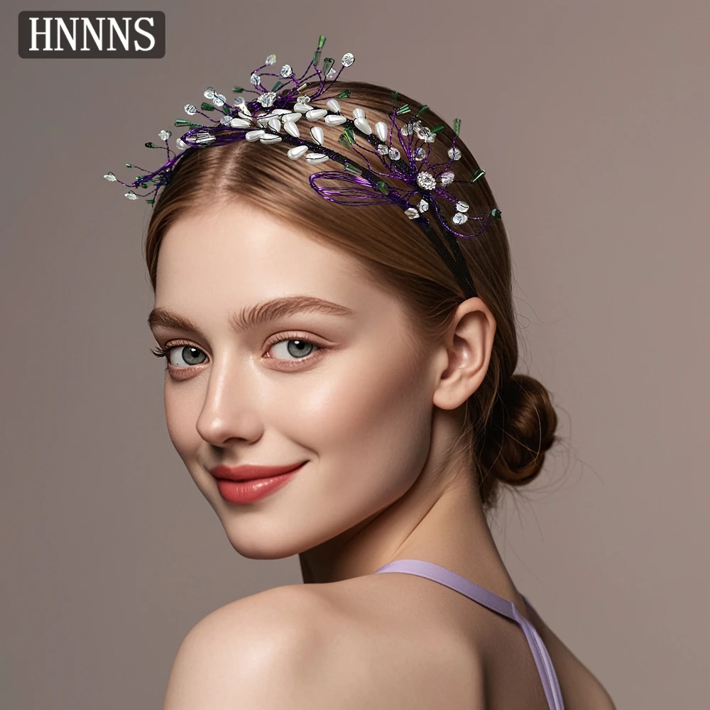 

TOPQUEEN Vintage Bridal Rhinestone Wedding Headband Hand woven Pearl Flower Elegant Ladies Banquet Christmas Ball Headwear YXA61