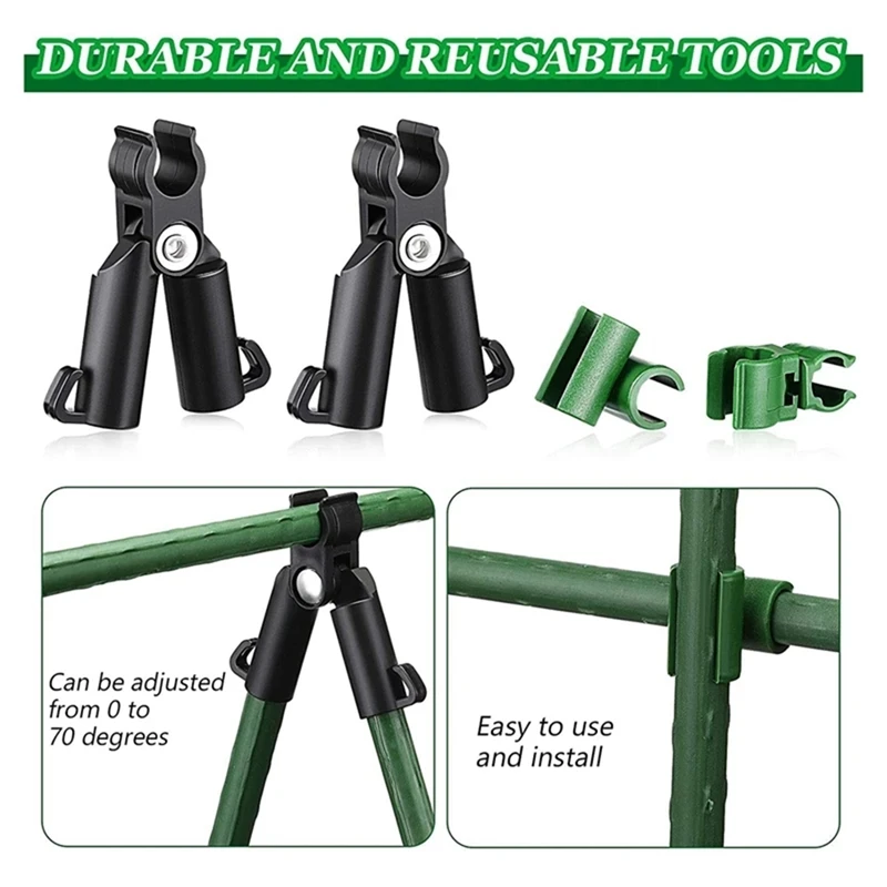 ABRE-50 Pieces Adjustable Plant Trellis Connector Clip Garden Plastic Connector A-Type Connecting Joint Buckle Clip