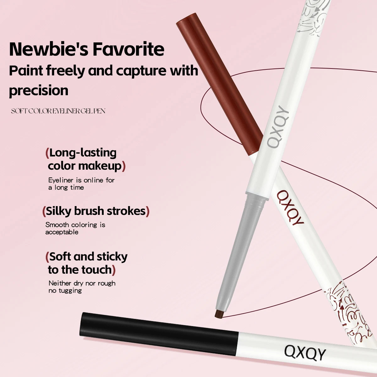 Le stylo gel eye-liner QXQY est extrêmement fin, naturel, imperméable et conignez un stylo eye-liner de coloration