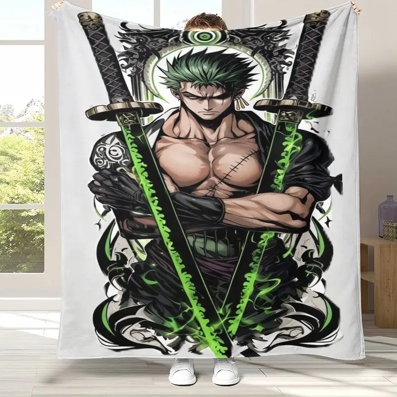Anime Zoro One P-Piece Straw Hat Pirates Soft Flannel Throw Blanket,Cozy Warm Blanket for Bed,Sofa,Living Room,Picnic,Camping