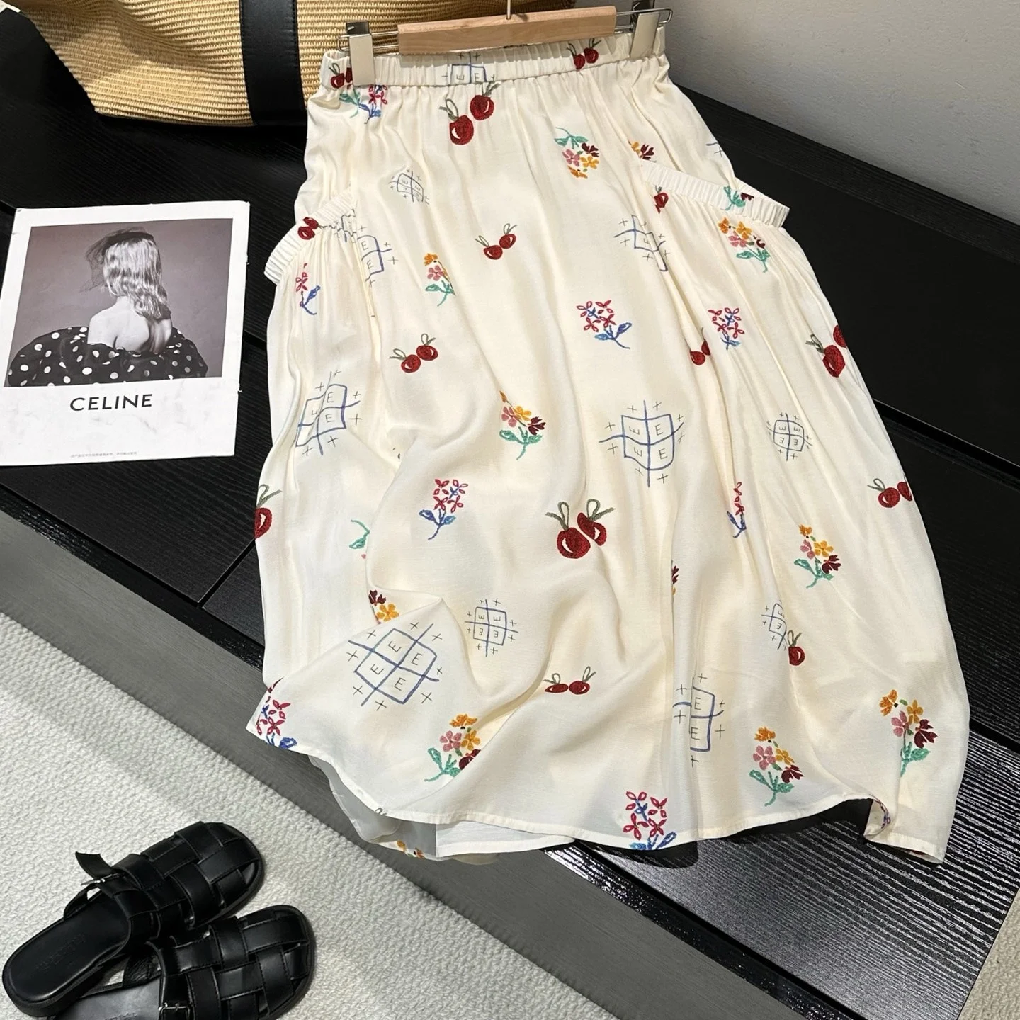 Romantic Cherry Print A-Line  Skirt Women's Summer 2025 Fashion Trend Good Looking Half-length Skirt Ladies' Premium Clot...