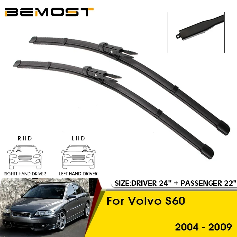 

Car Wiper Blades For Volvo S60 2004 2005 2006 2007 2008 2009 Windshield Windscreen Front Window Blades 24"+22" Car Accessories