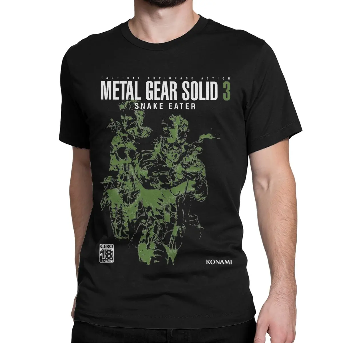 Men T-Shirt Metal Gear Solid 3 Snake Awesome Pure Cotton Tees Short Sleeve T Shirts Round Collar Clothing Classic