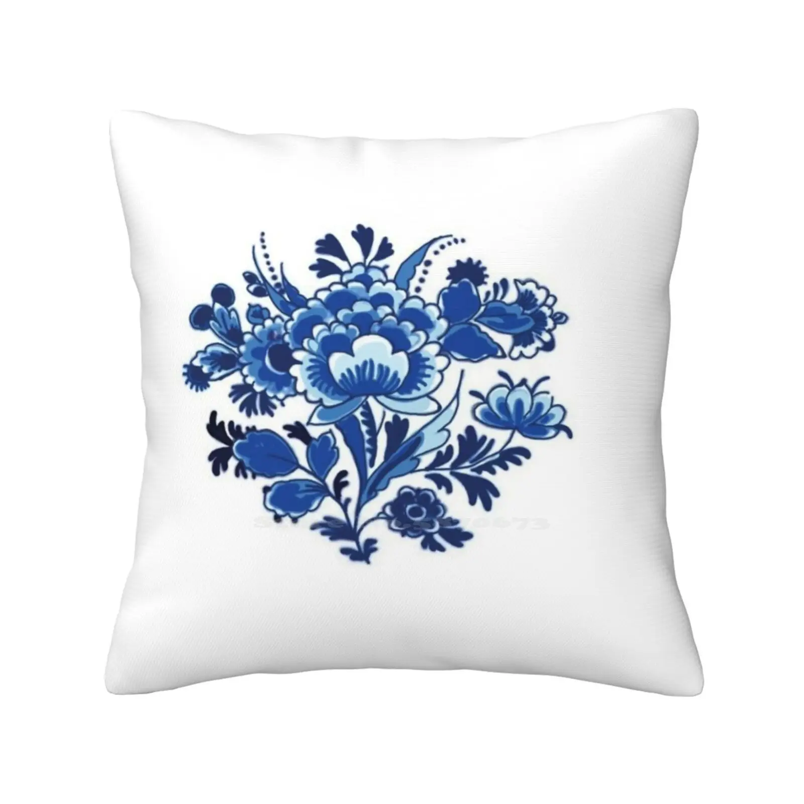 Delft Blue Throw Cushion Pillow Cover Delft Blue Dutch Netherlands Blue Flowers