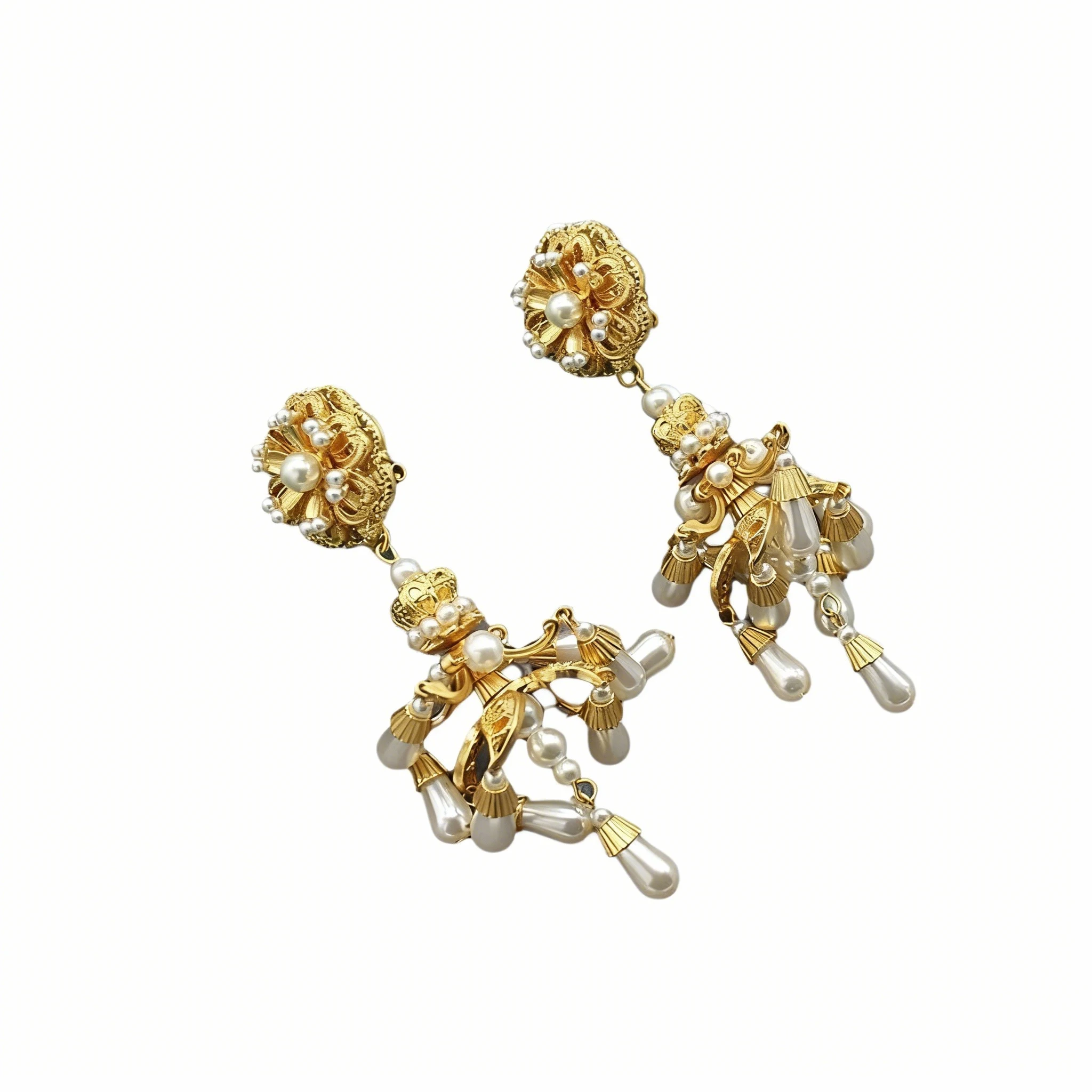 

Chandelier Earrings Copper Brass Vintage Royal Crown Princess Dangles Clothing Jewelry Accessories Christmas Gifts for Women