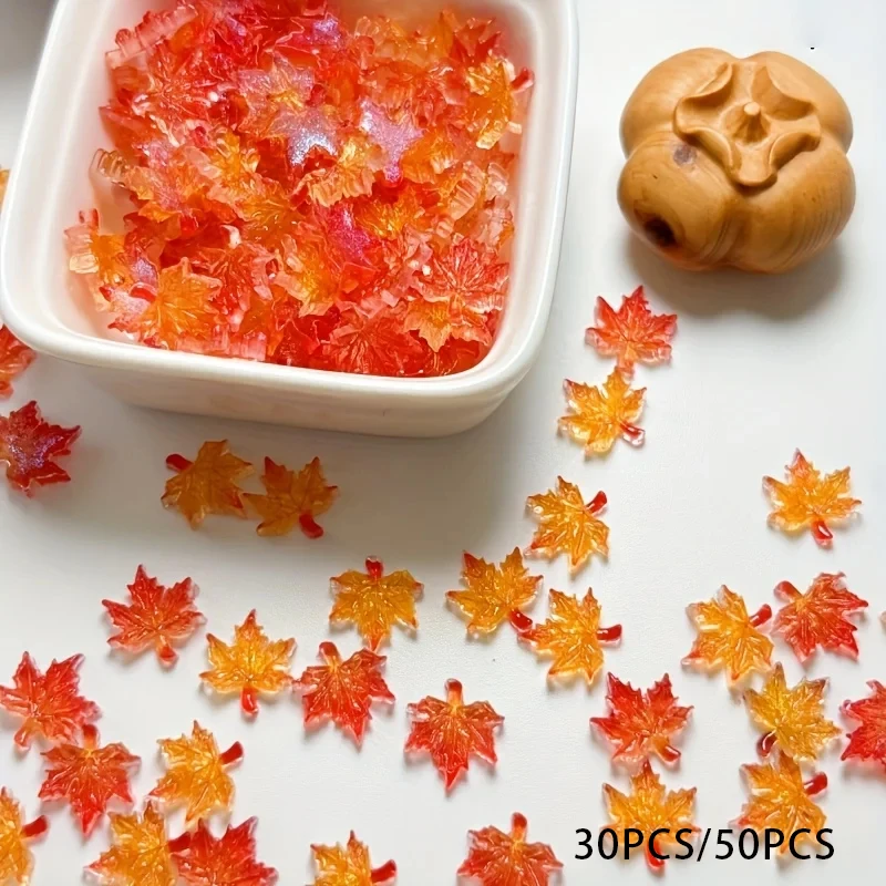 30PCS/50PCS Realistic Resin Miniature Maple Leaves for Diy Model Making/Micro Landcape/Home Decor/Craft/Terrain Ground Kits