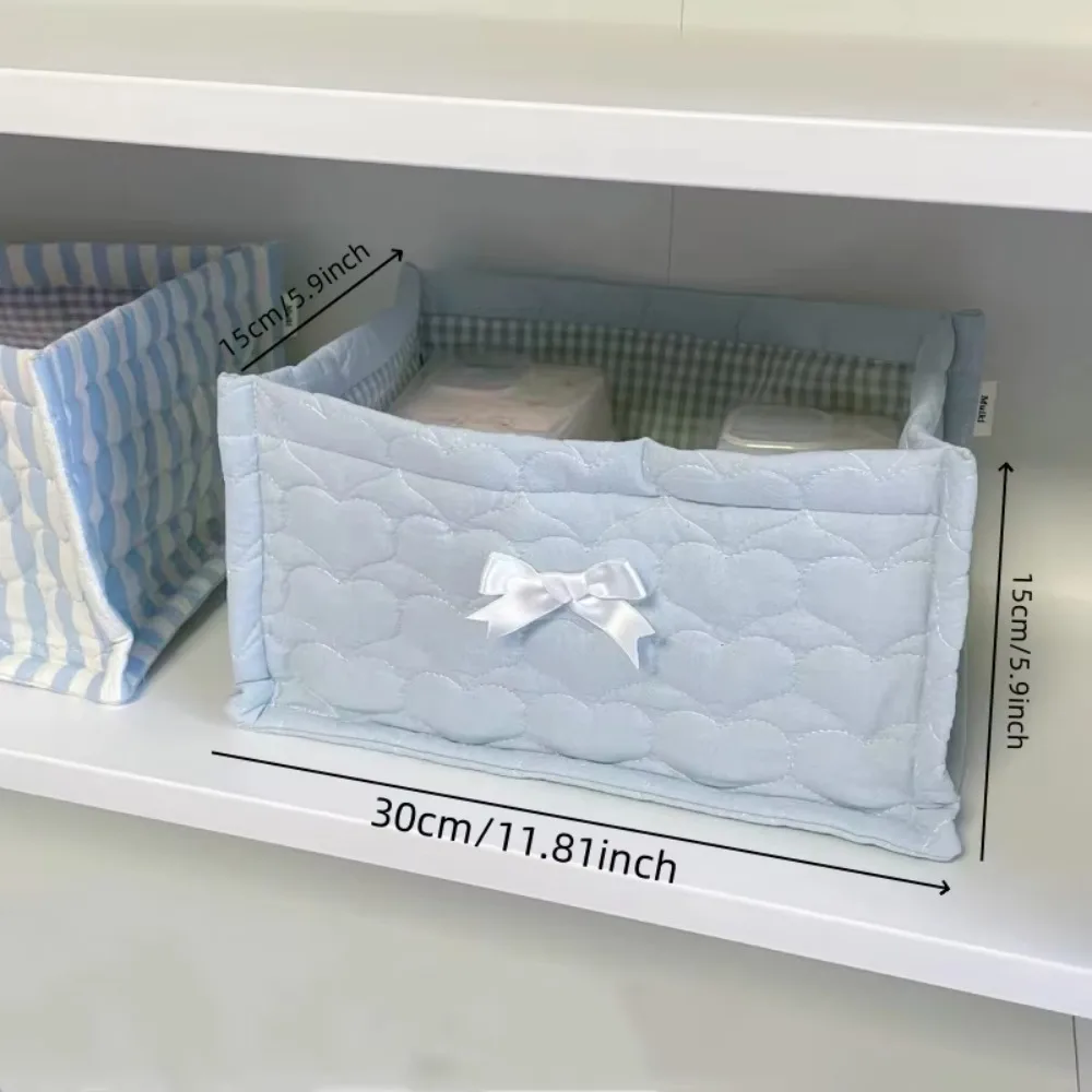 Ins Square Storage Basket Flower Cotton Sorting Basket Stripe Lace Desktop Box Home Supplies