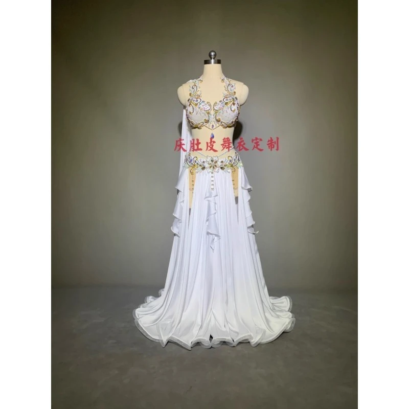 تخصيص ملابس الرقص الشرقي أداء زي تصميم جديد تنوعا افتتاح الرقص الشرقي الصدرية أنيقة كبيرة سوينغ تنورة