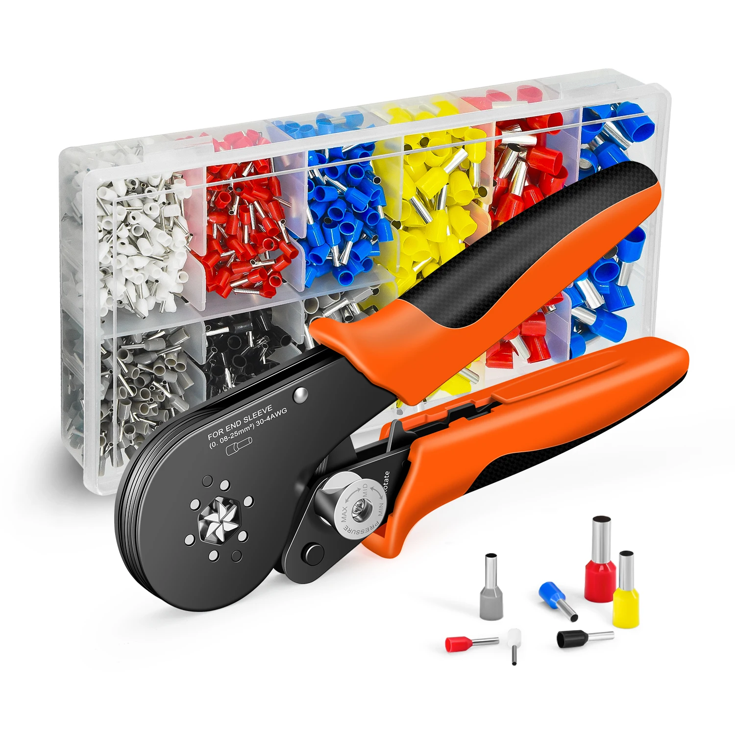 Kit d'outils de sertissage de virole, ensemble de pinces à sertir auto-ajustables avec 1000 bornes de fil, connecteurs de sertissage, embouts de fil