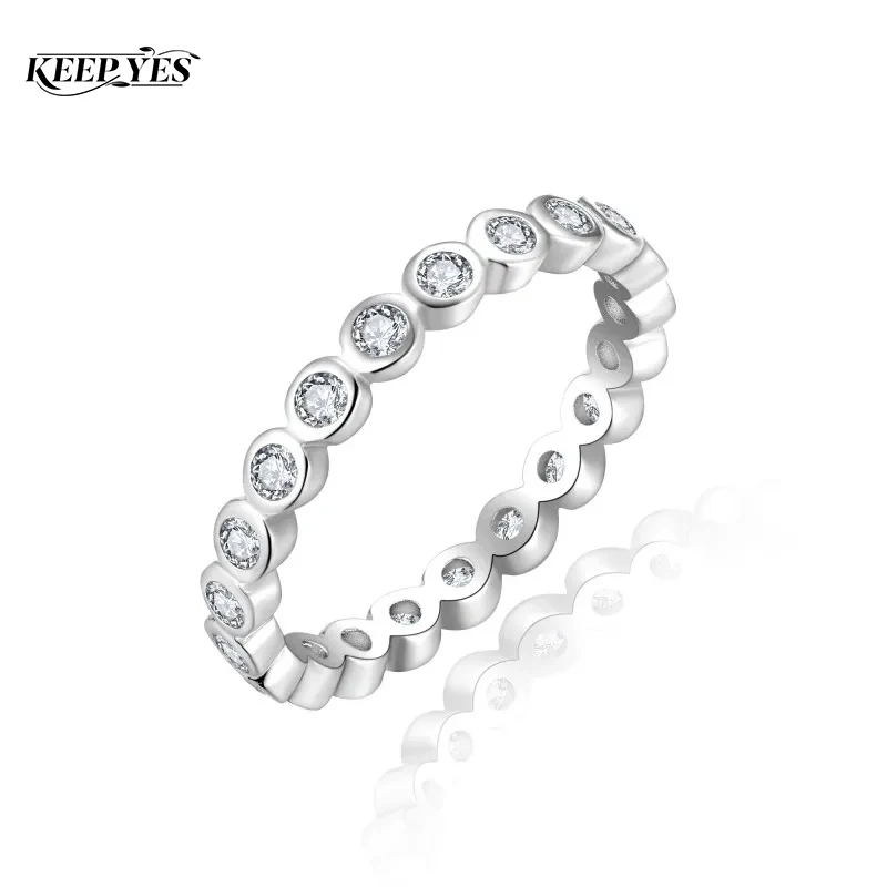 

KEEP YES 2mm Full Moissanite Diamond Rings for Women 100% 925 Sterling Silver Eternity Band Promise Engagement Ring Fine Jewelry