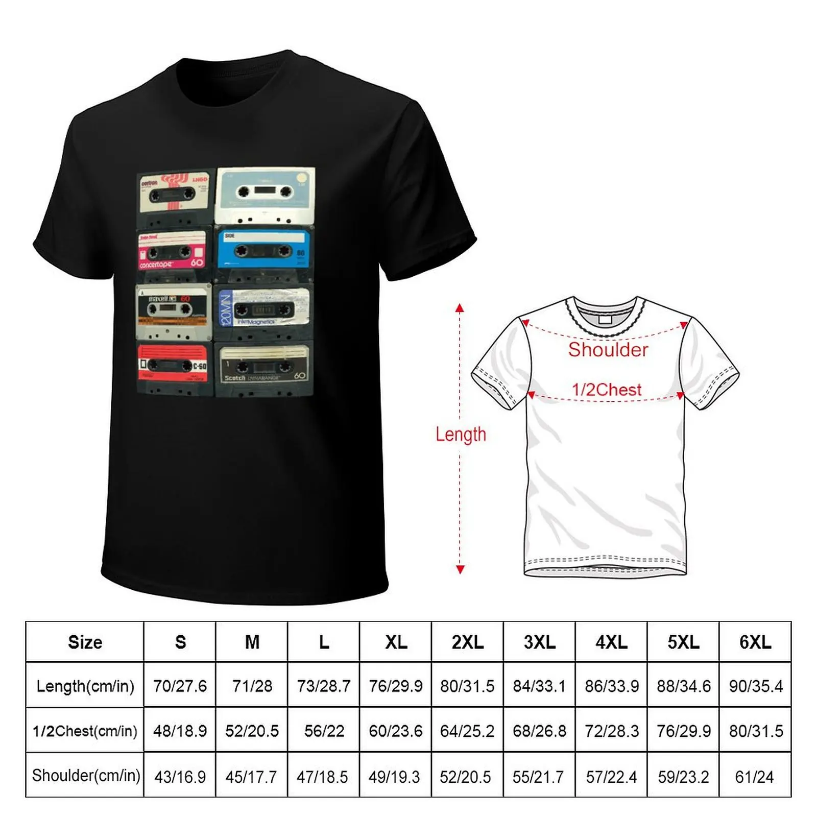 70's 80's cassettes! T-Shirt blanks plain summer top designer shirts men workout shirt