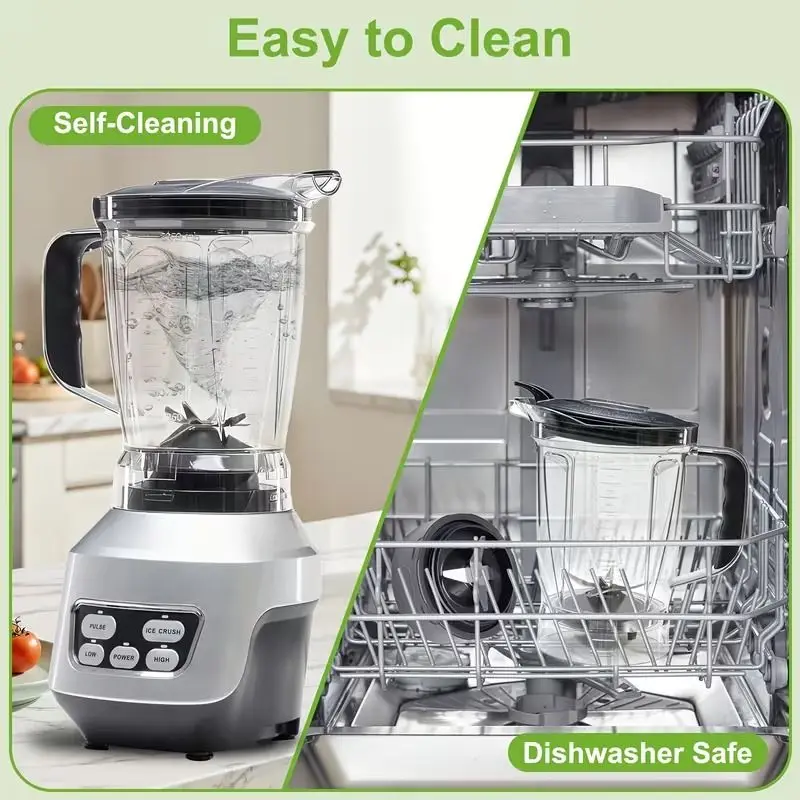 Countertop Blenders for Kitchen with 23 34 60oz BPA-Free Portable Cups, Professional Smoothie Maker with Four Programs for Shakes, Sauces, Juice and Ice Crushing