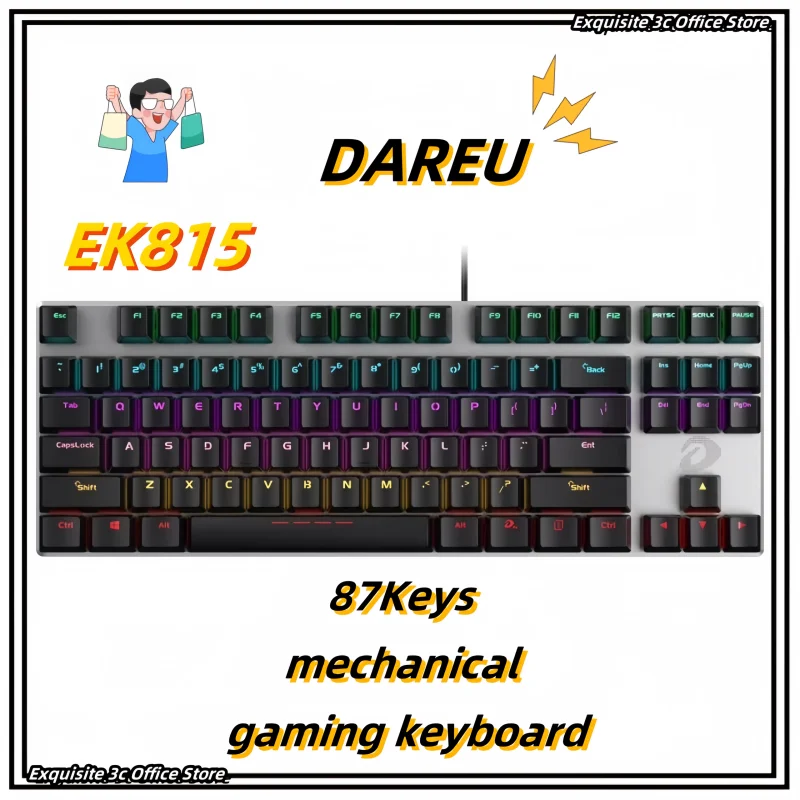 Dareu Ek815 Mechanical Alloy 87keys Mechanical Keyboard Wired USB Computer Laptop Desktop Gaming Home Office Backlight Off Light