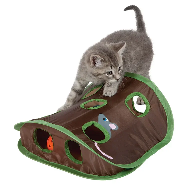 

Pet cat toy nine holes mouse hole bell ball foldable creative and playable sound cat toy