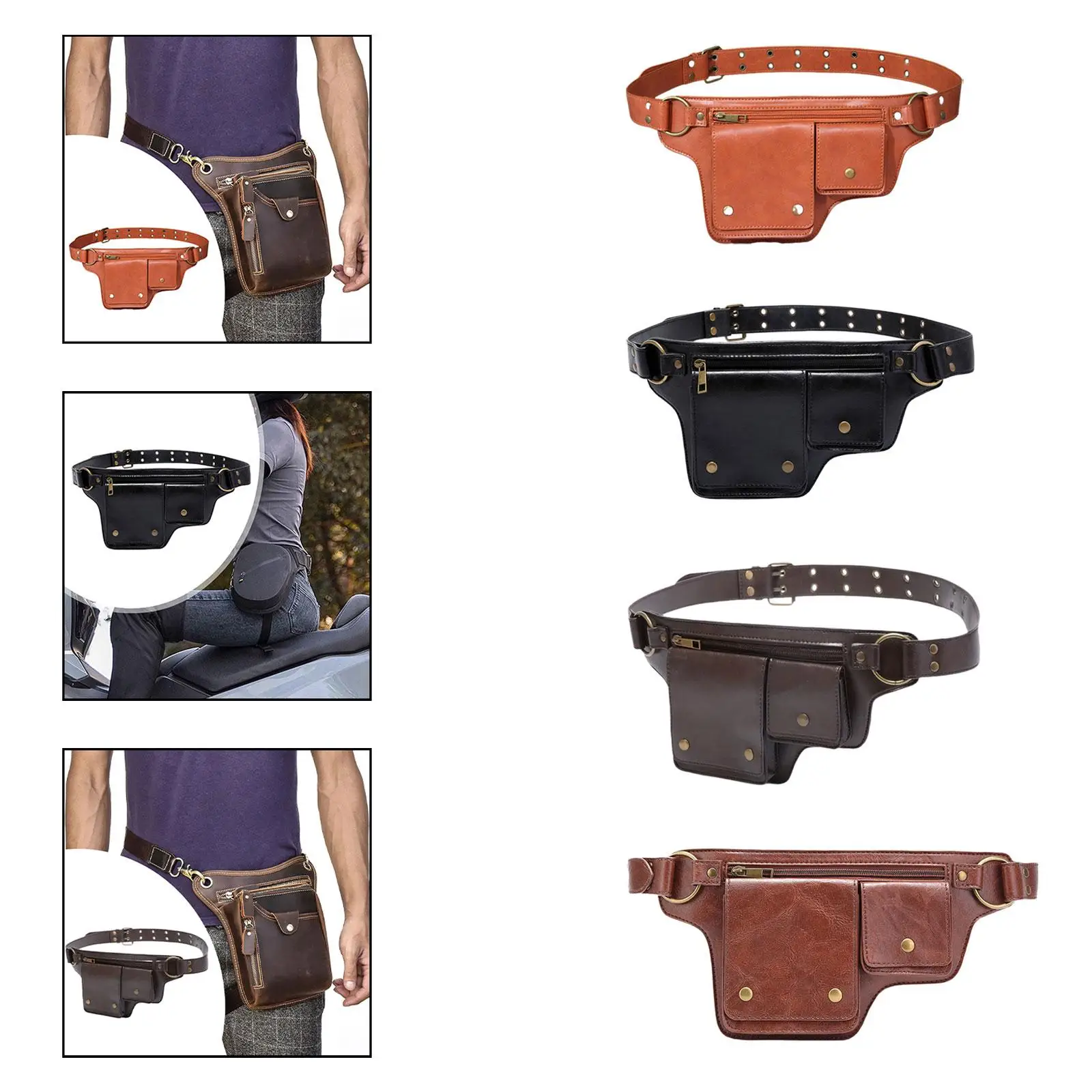 

Women Waist Bag Festival Gift Purse Steampunk Casual Versatile Fashion Travel Retro Design Hip Pouch Adjustable Belt Fanny Pack
