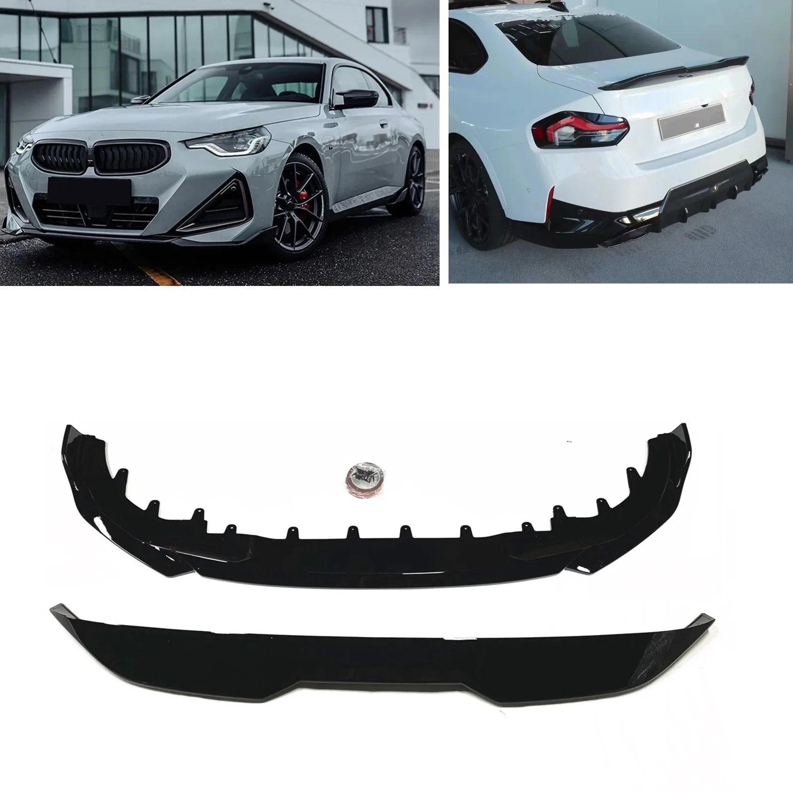 

For BMW 2 Series G42 Coupe 2022-2024 2 Door m235i m240i Car Front Bumper Splitter Lip Rear Trunk Lid Spoiler Wing