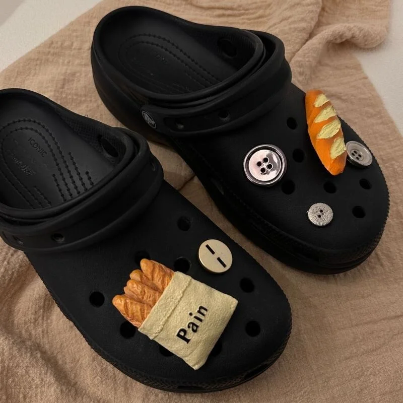 Cute Cartoon Bread Shoe Charms Set Summer 2026 Interesting Designer Clogs Sandals Accessories Lovely Bagel DIY Shoes Decorations
