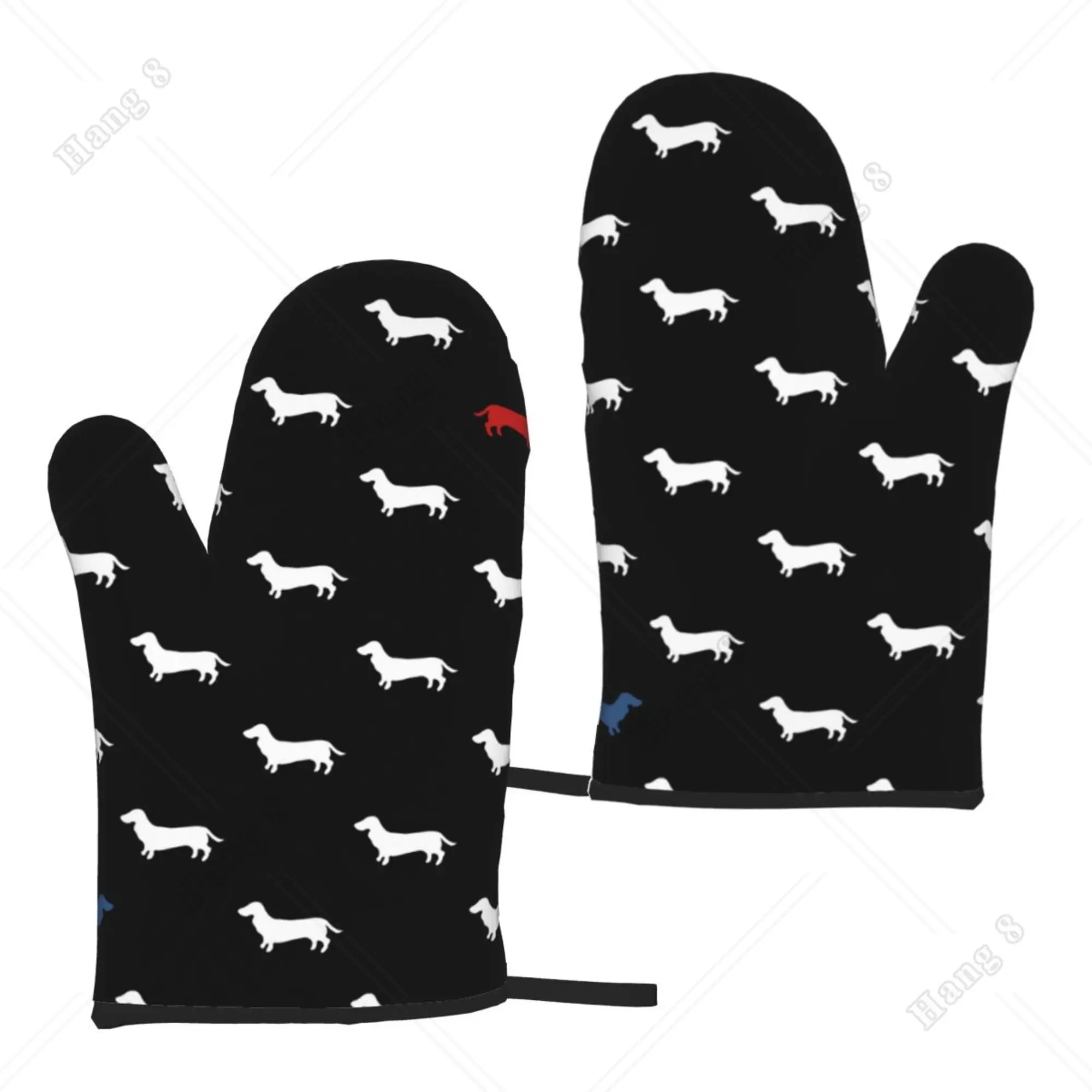 

Dachshund Dog Gloves Kitchen Oven Gloves for Women Men Prevent Pot Holder Kicthen Accessories One Size Print Bbq Cooking