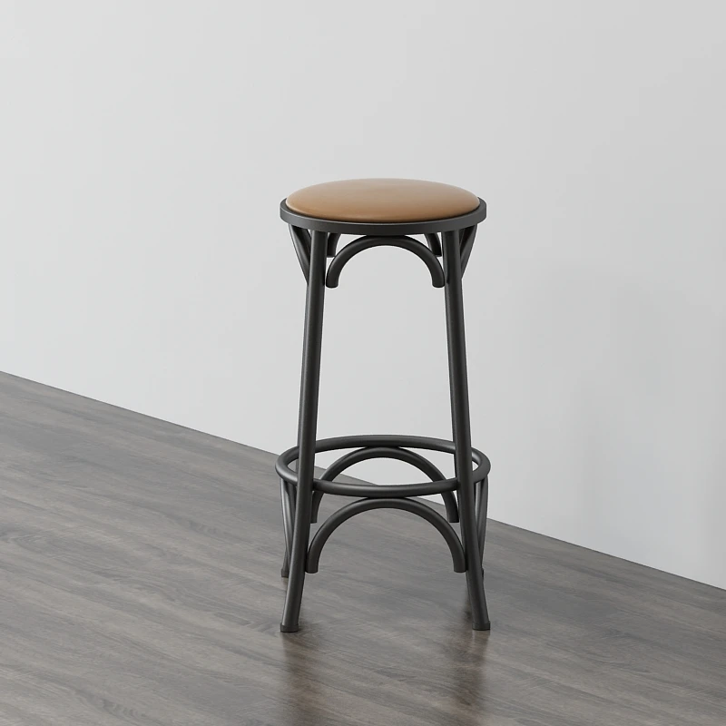 Thickened and durable Nordic wrought iron chair Simple home bar stool High stool high chair Round stool