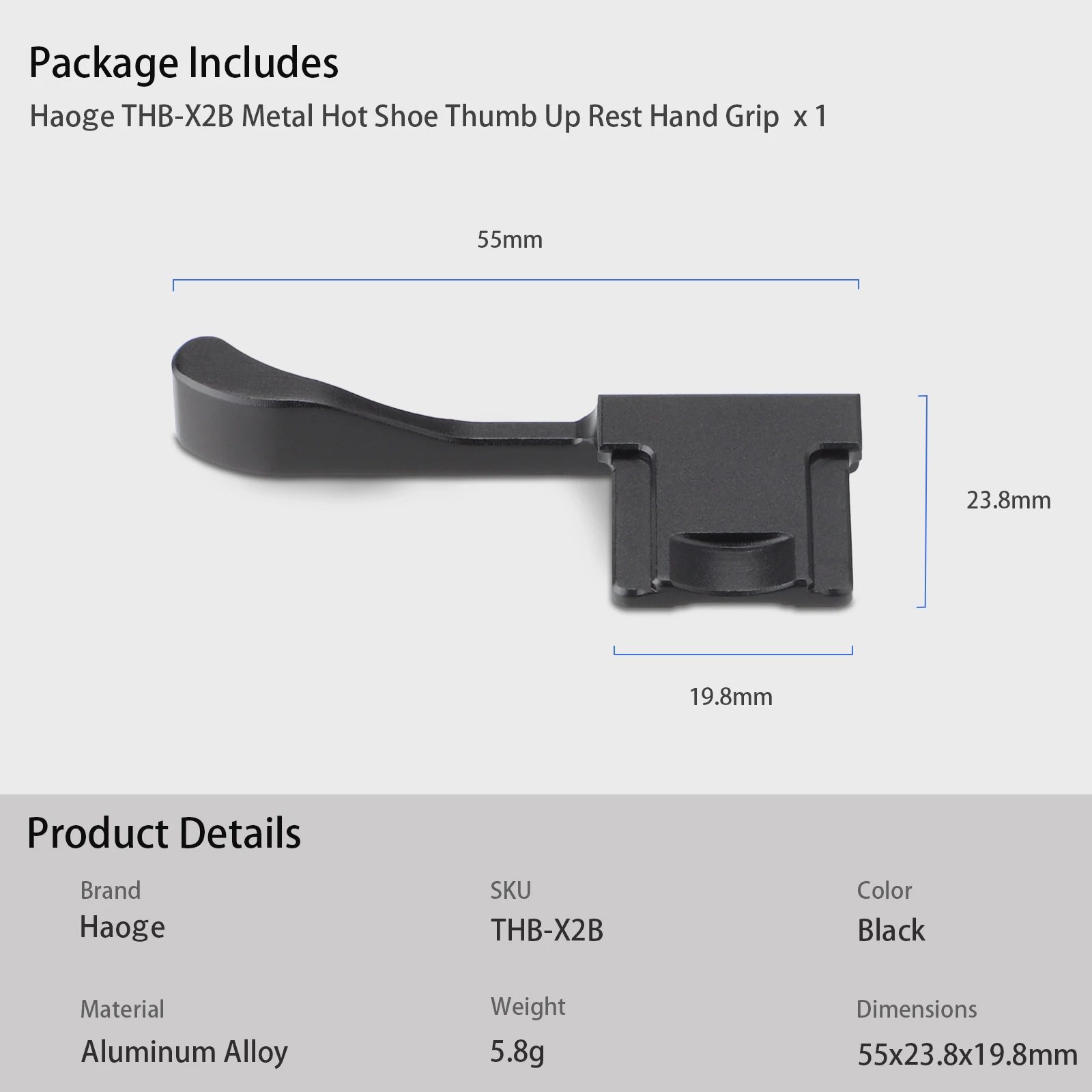 Haoge-empuñadura de reposabrazos para cámara Fujifilm Fuji X100VI, X100V, color negro, THB-X2B