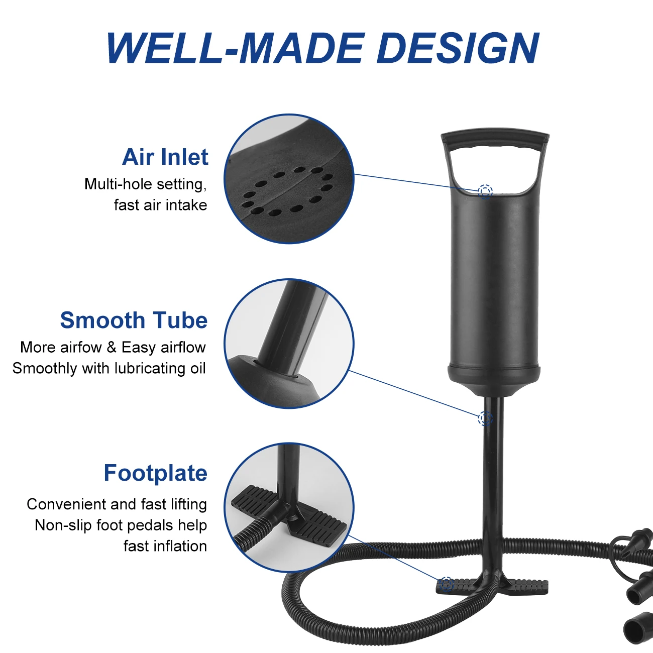 1PC Portable Manual Air Pump, High Pressure Hand Pump with Hose Foot Pedal, Inflatable Pool Float Air Mattress Balloons