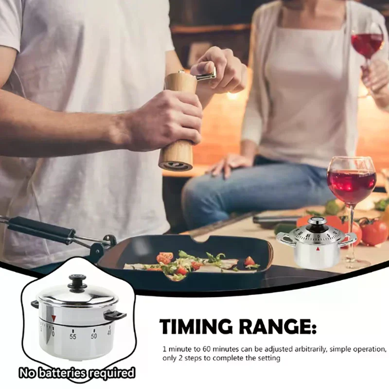 المطبخ الموقت الفولاذ المقاوم للصدأ 60 دقيقة ميقاتي ميكانيكي المطبخ الطبخ العد التنازلي تذكير مدير الوقت أداة المطبخ المنزلية #2