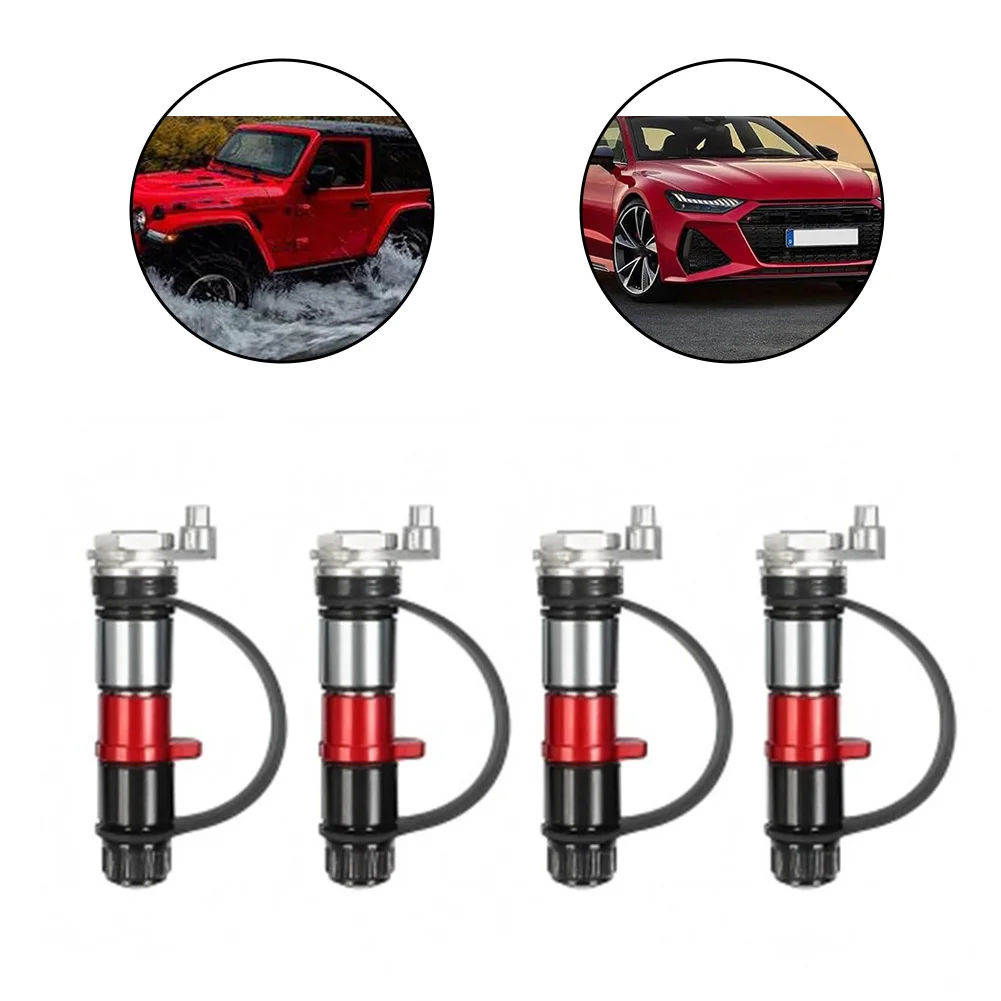 Automatic Tire Deflator Valve Set For Off-Road 4x4 Quick Air Down To 30 PSI Aluminum Alloy Red Black