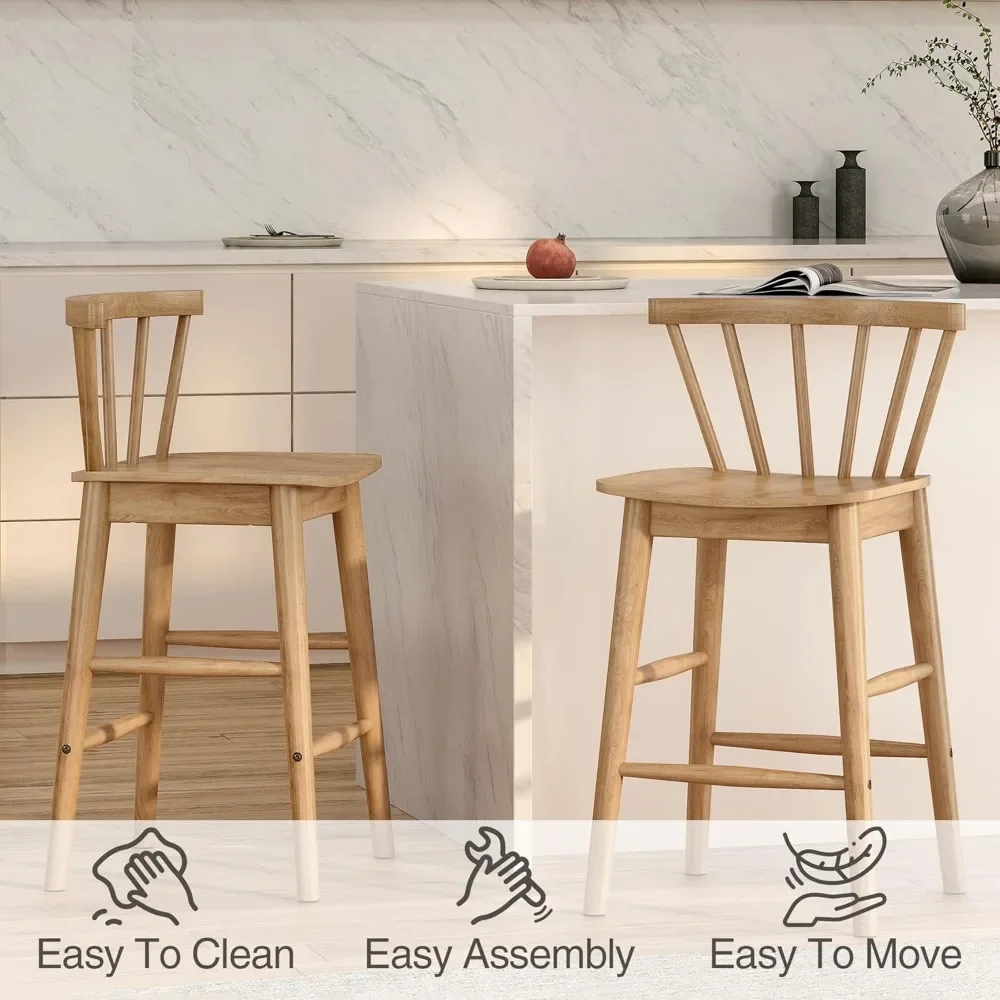 مجموعة من 4 مقاعد خشبية، 24 منزلًا بدون ذراعين مع/ظهر ومسند للقدمين #5