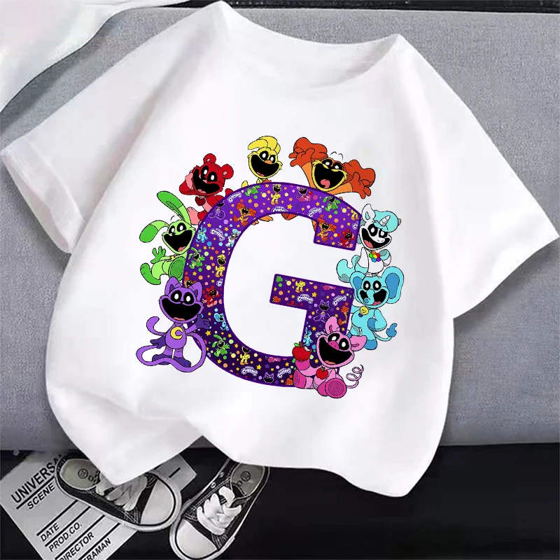 Smilings Critters Kids Cartoon Cotton T-shirt Summer Children Casual Clothing Girls Short Sleeve Tops Boy Anime Printed Tee Gift