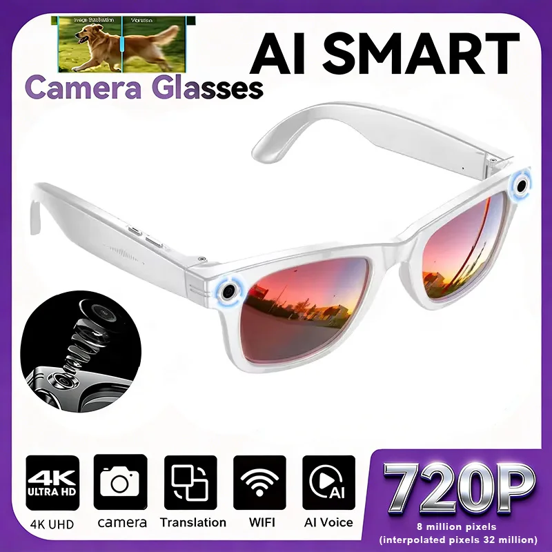 Nieuwe upgrade slimme bril met camera video-opname AI fotoherkenning Bluetooth oproepvertaling stemzonnebril heren dames