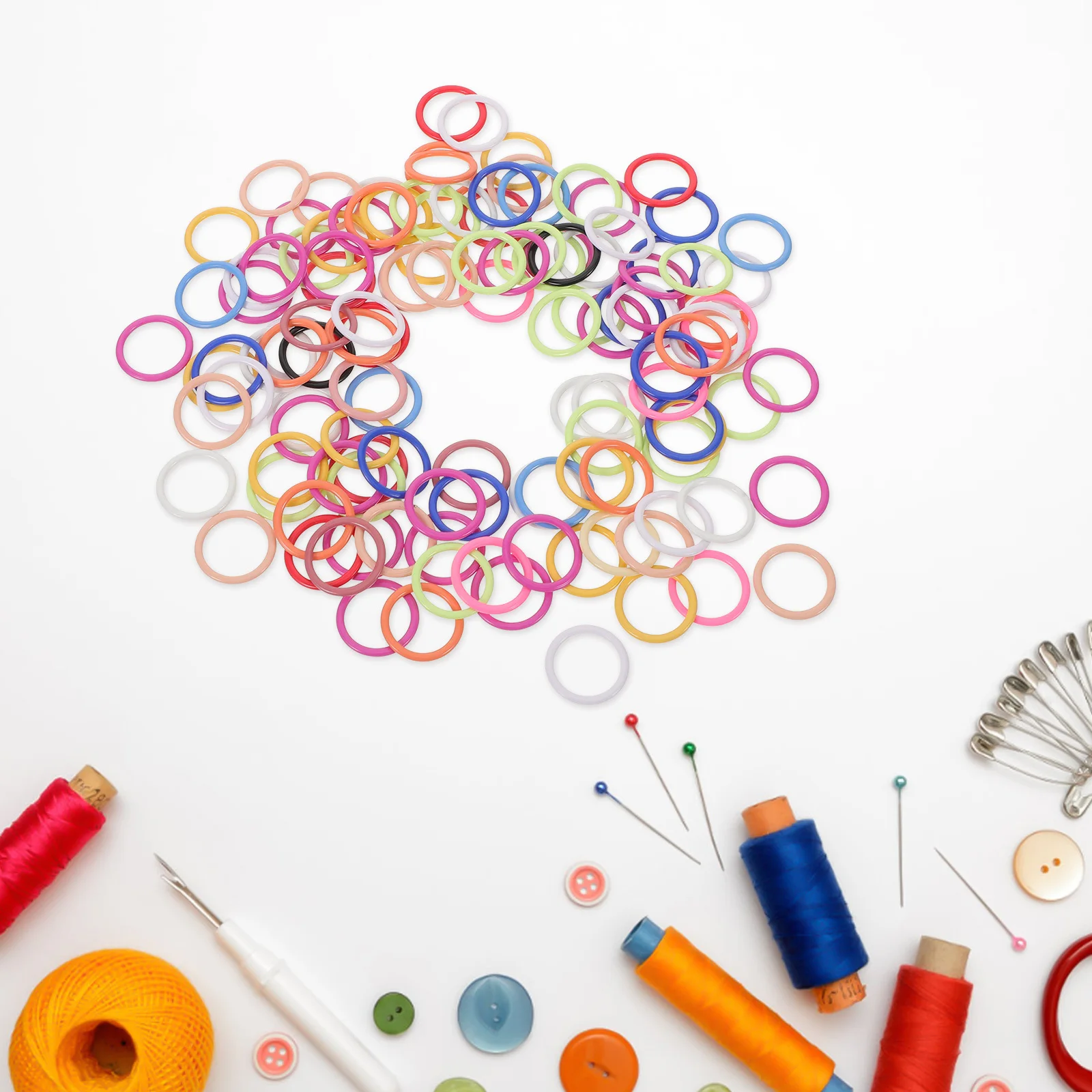 

200Pcs Knitting Stitch Markers Metal Smooth Multicolor Durable Rings Crochet Sweater Scarf Knitting Supplies Crochet Markers