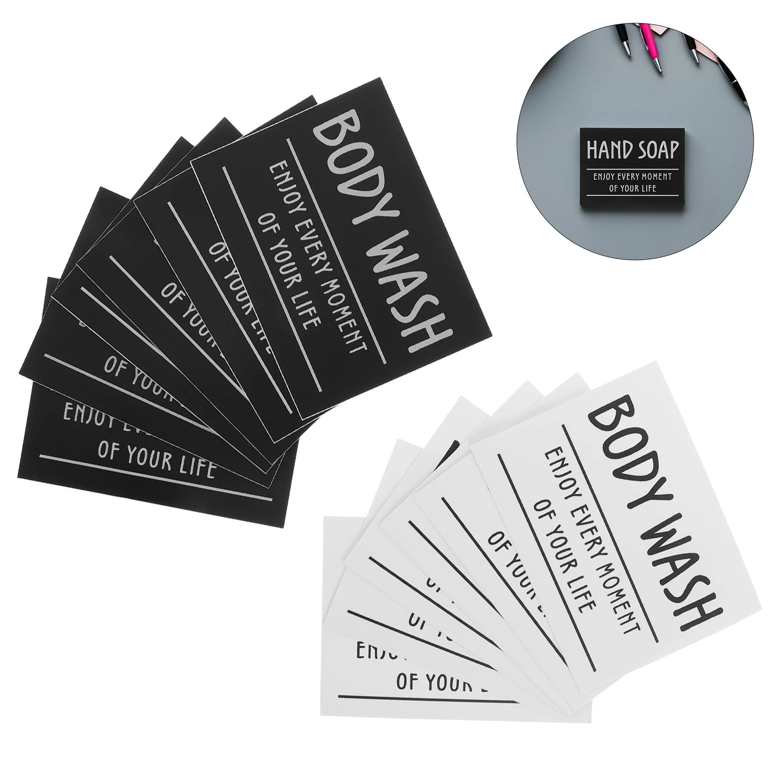 

60Pcs Reusable Bathroom Labels Waterproof for Shampoo Conditioner Body Wash Lotion Soap Dispenser Jars Plastic Glass Containers